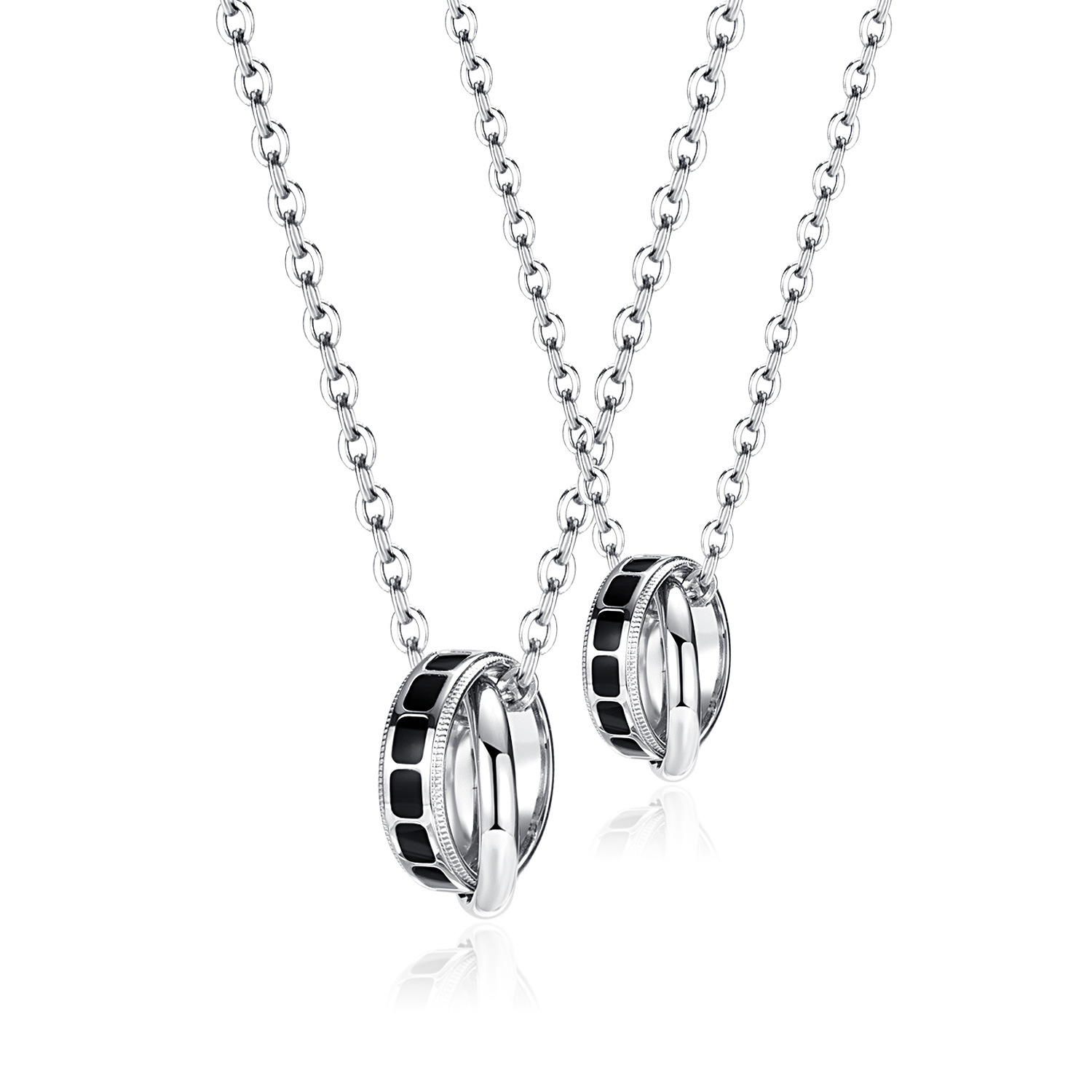 Stainless Steel Double Ring Pendant Necklace