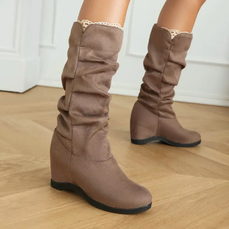 Women's Suede Fabric Platform High-top Boots