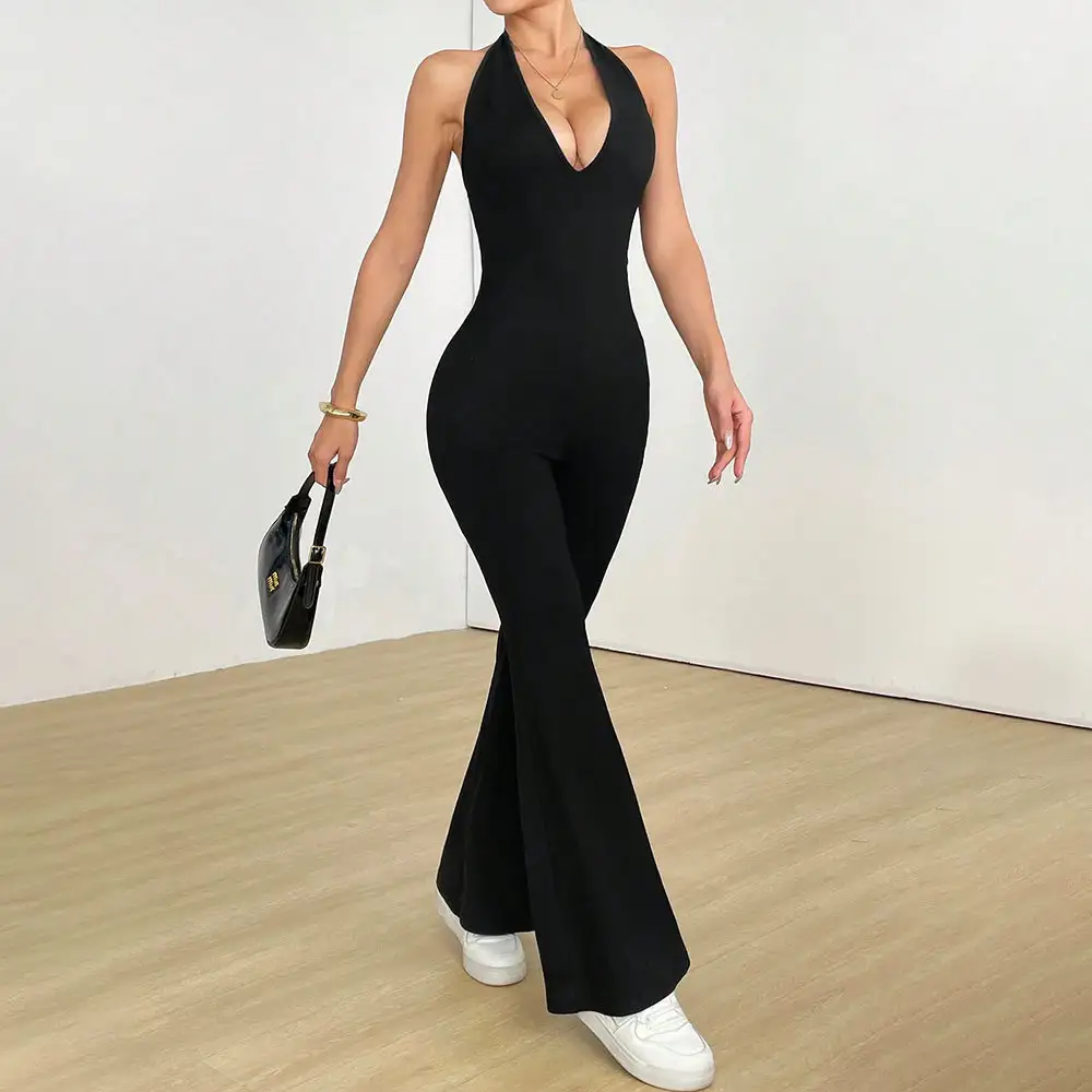 Sheer Hollowed-Out Beautiful-Back Bodycon Jumpsuit Summer New Arrival One-Piece Jumpsuit Butt-Lifting Sports & Fitness Jumpsuit