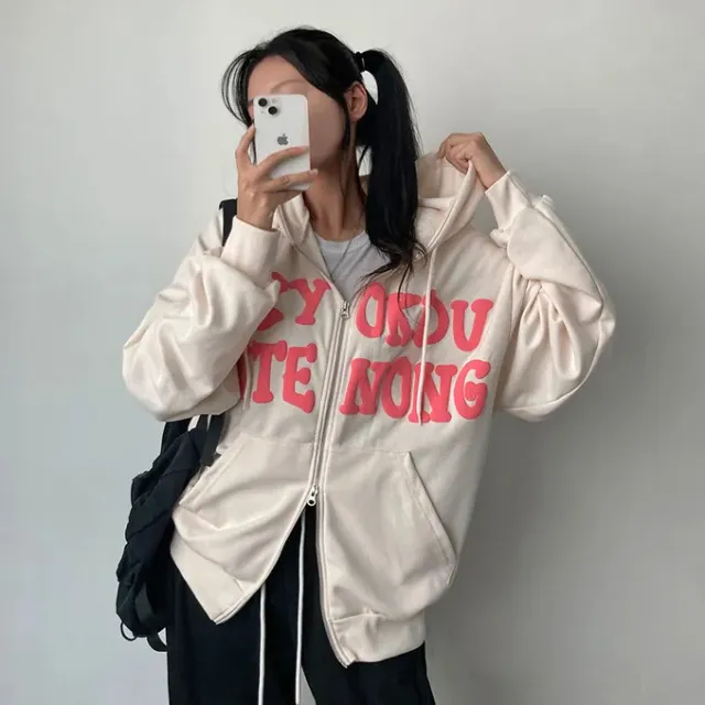 Sweater Coat Women's Spring Autumn And Winter Leisure Fleece Zipper Cardigan Beige Plus Velvet - Shop at LoveMi