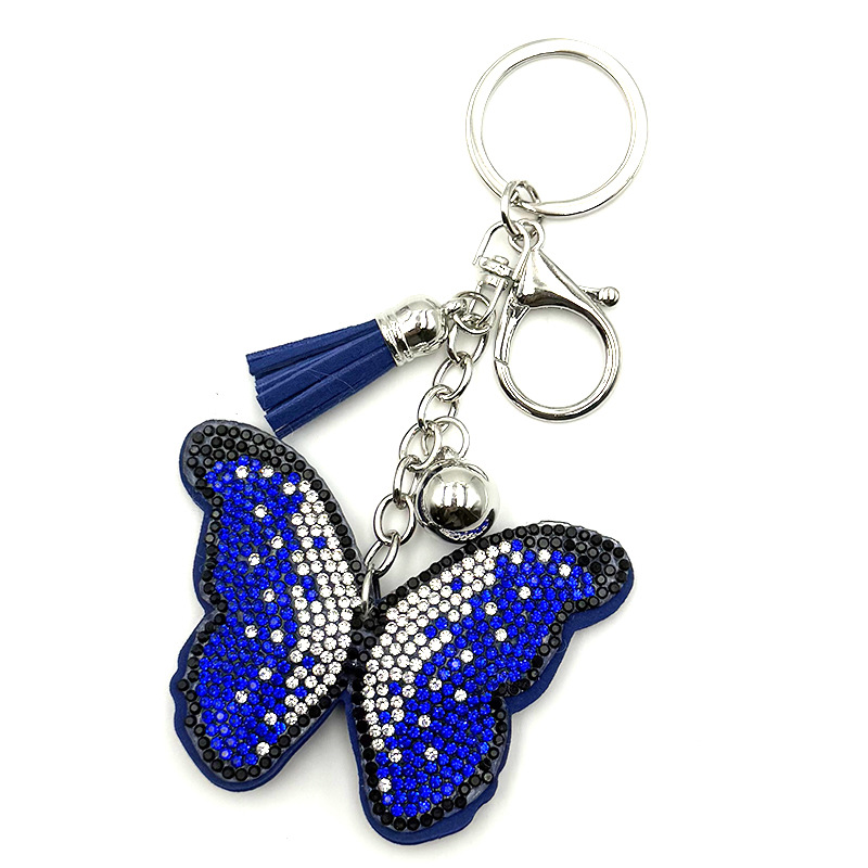 Diamond-Encrusted Butterfly Keychain Fashionable Tassel Bag Charm 8