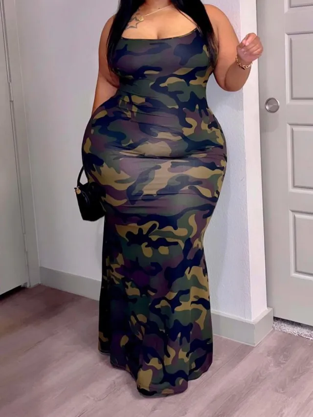 Trendy Printed Slim strap Bodycon Dress Mixed Color 5Xl - Shop at LoveMi