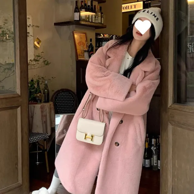 Fashion Long Suit Collar Women's Coat Pink - Shop at LoveMi