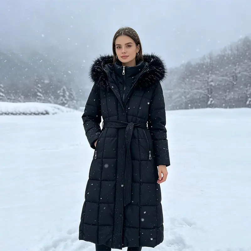 Cotton-padded Coat Plus-size With A Wide Belt
