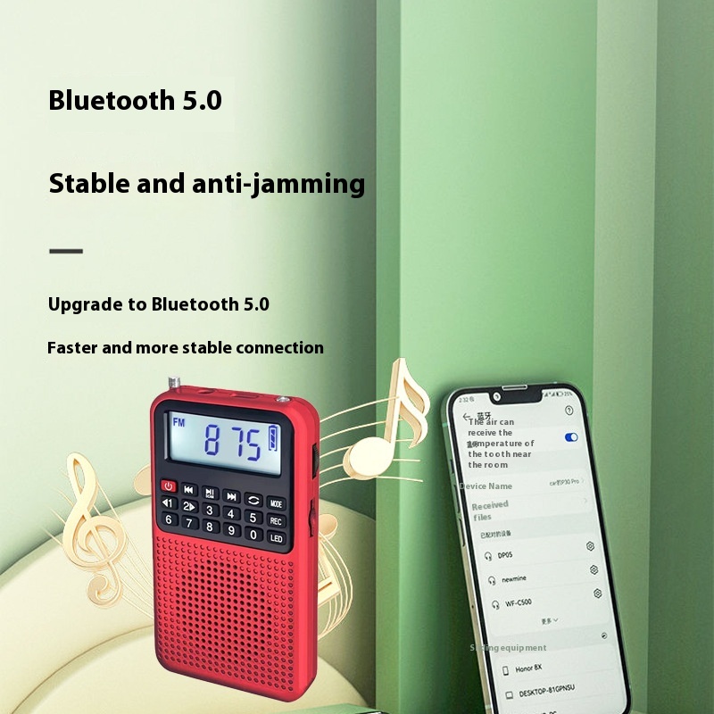 Radio Small FM High Sound Quality Multi-function Charging Bluetooth Subwoofer Large Function Card-type Storytelling Machine