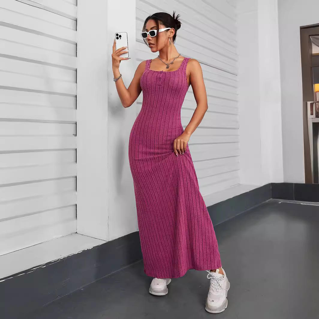 Women's Solid Color Elegant Slim Sleeveless Dress