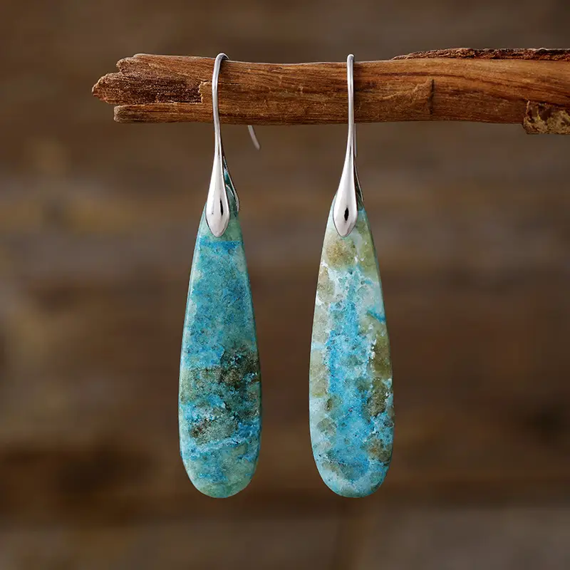 High Quality Light Luxury Long Water Drops Natural Stone High-key Eardrop