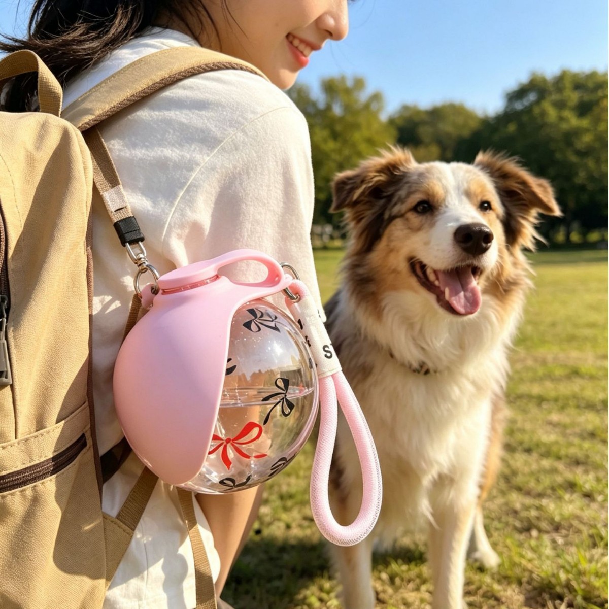 Bouteille d'eau pliable pour chien et chat — Gourde silicone à crochet 5