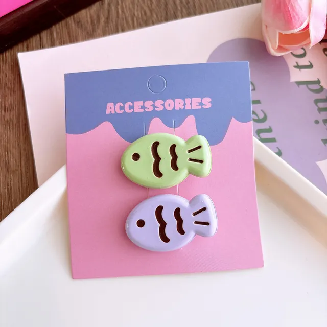 Candy colored Glossy Cute Taiyaki Barrettes Creative 3 Green Purple Group - Shop at LoveMi