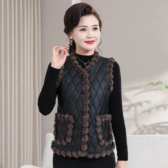 Middle aged And Elderly Fall Winter Coat Mom Vest Black - Shop at LoveMi