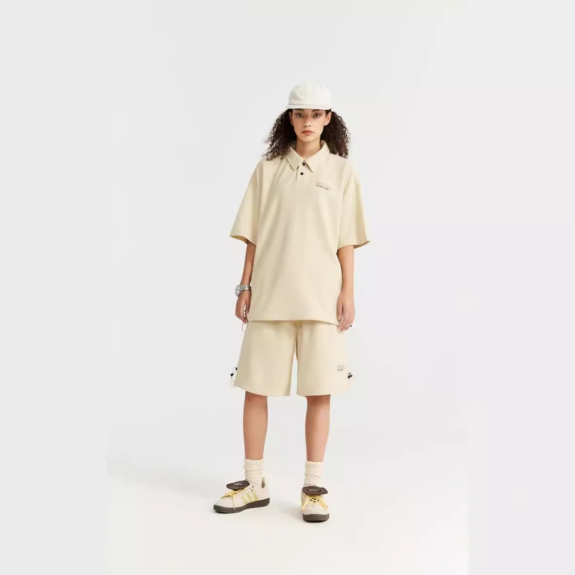 Solid Color Loose Leisure Sports Shorts Suit