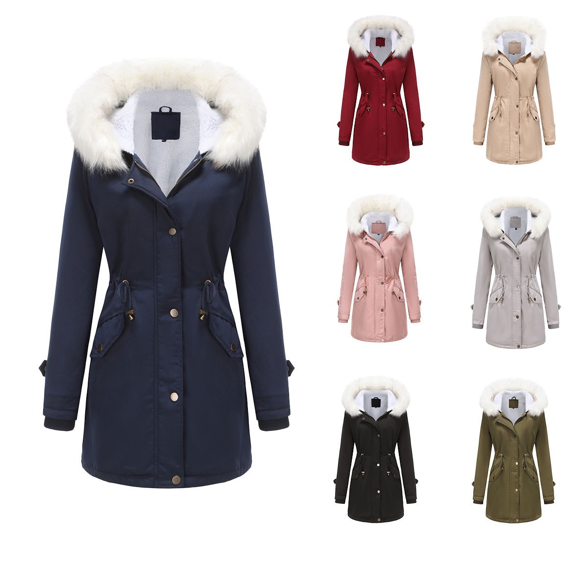 Women's Fashion Detachable Fur Collar Cotton Coat Velvet Coat Cotton-padded Jacket
