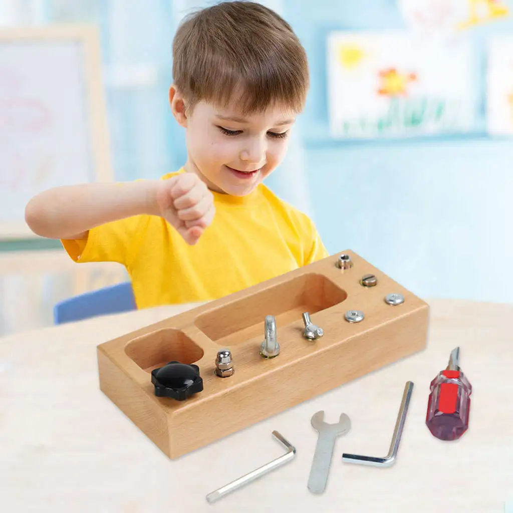 Wooden Montessori Screw Driver Board Screwdriver Practical Motor Skills