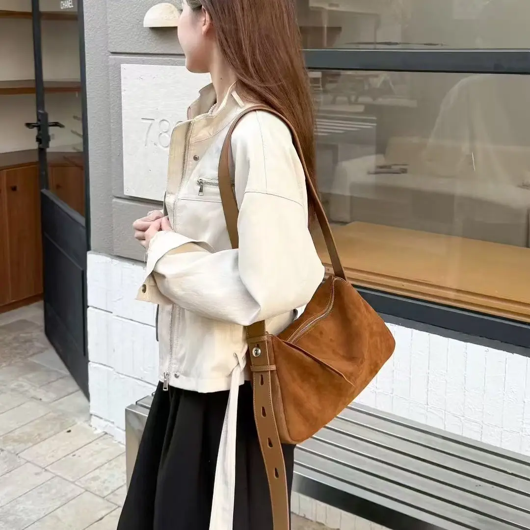 Genuine Leather Pillow Bag Frosted Cowhide Shoulder