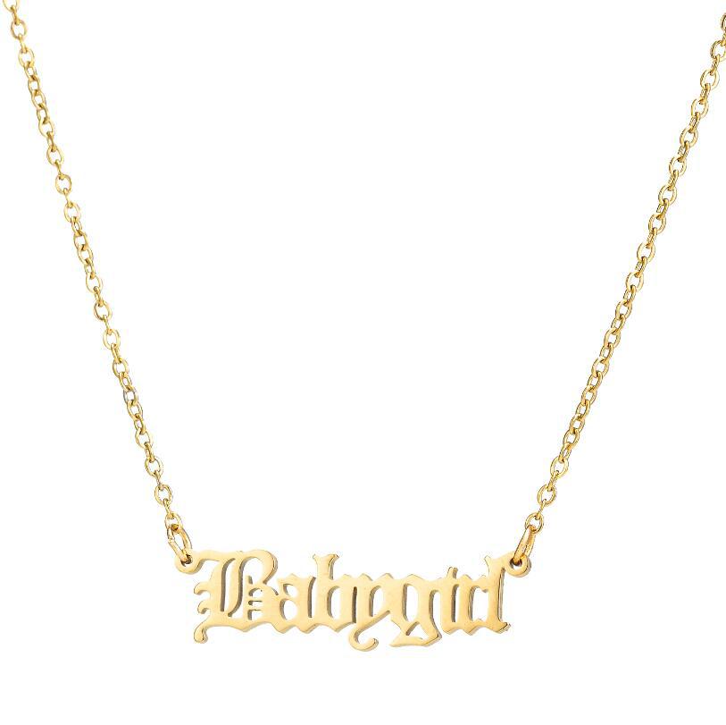Artistic English Letter Stainless Steel Princess Prince Necklace