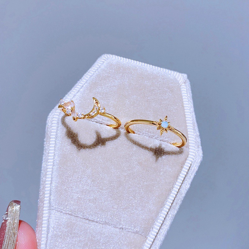 Super Fairy Super Beautiful Fine Color Zircon Ring 2-piece Set