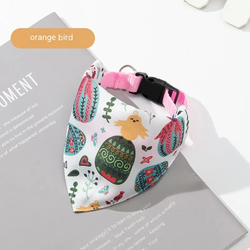 Pet Clothing Dog Accessories Pet's Saliva Towel Dog Scarf - Orange Bird Saliva Towel