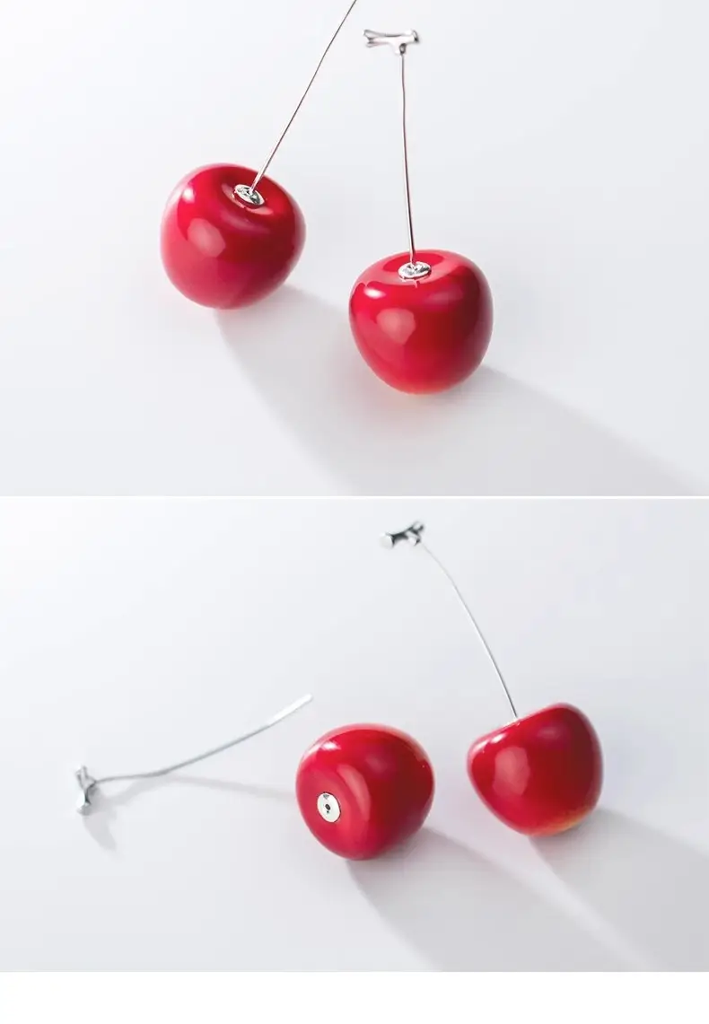 Elegant Lady Long S925 Silver Female Mori Fashion Cherry-shaped Earrings
