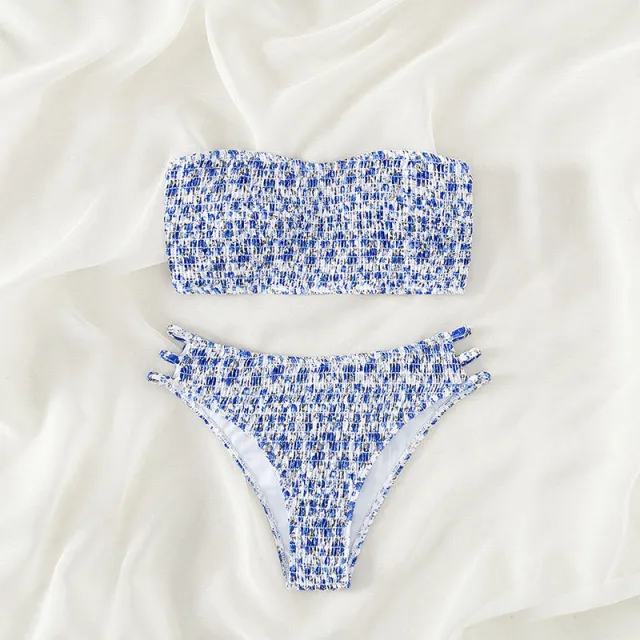 Floral Strapless Beauty Back Split Swimsuit Floral - Shop at LoveMi