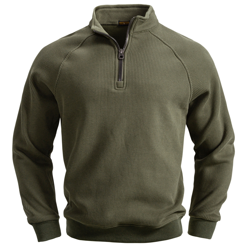 European And American Half Zipper Sweater Stand-up Collar All-match Fleece Men's Sweater Top