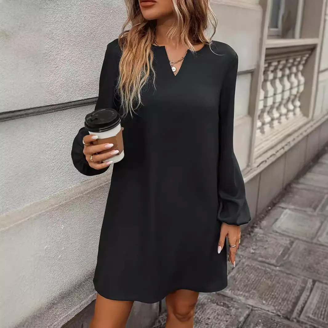 Women's Fashion Simple Elegant Long Sleeve Dress