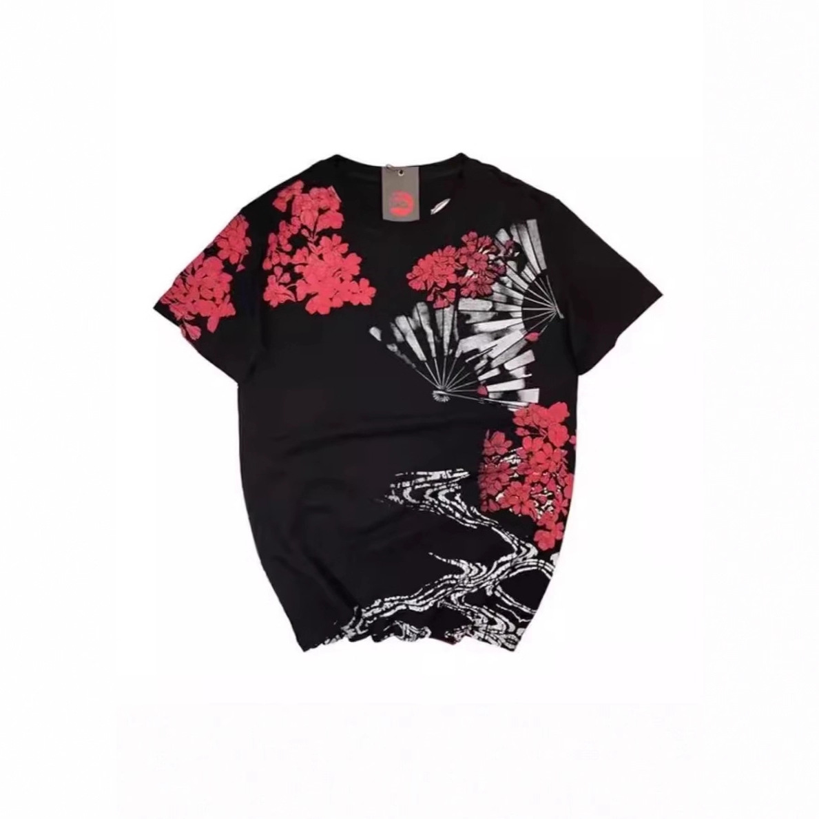 Chinese Style Tattoo Short Sleeve T Embroidered Carp