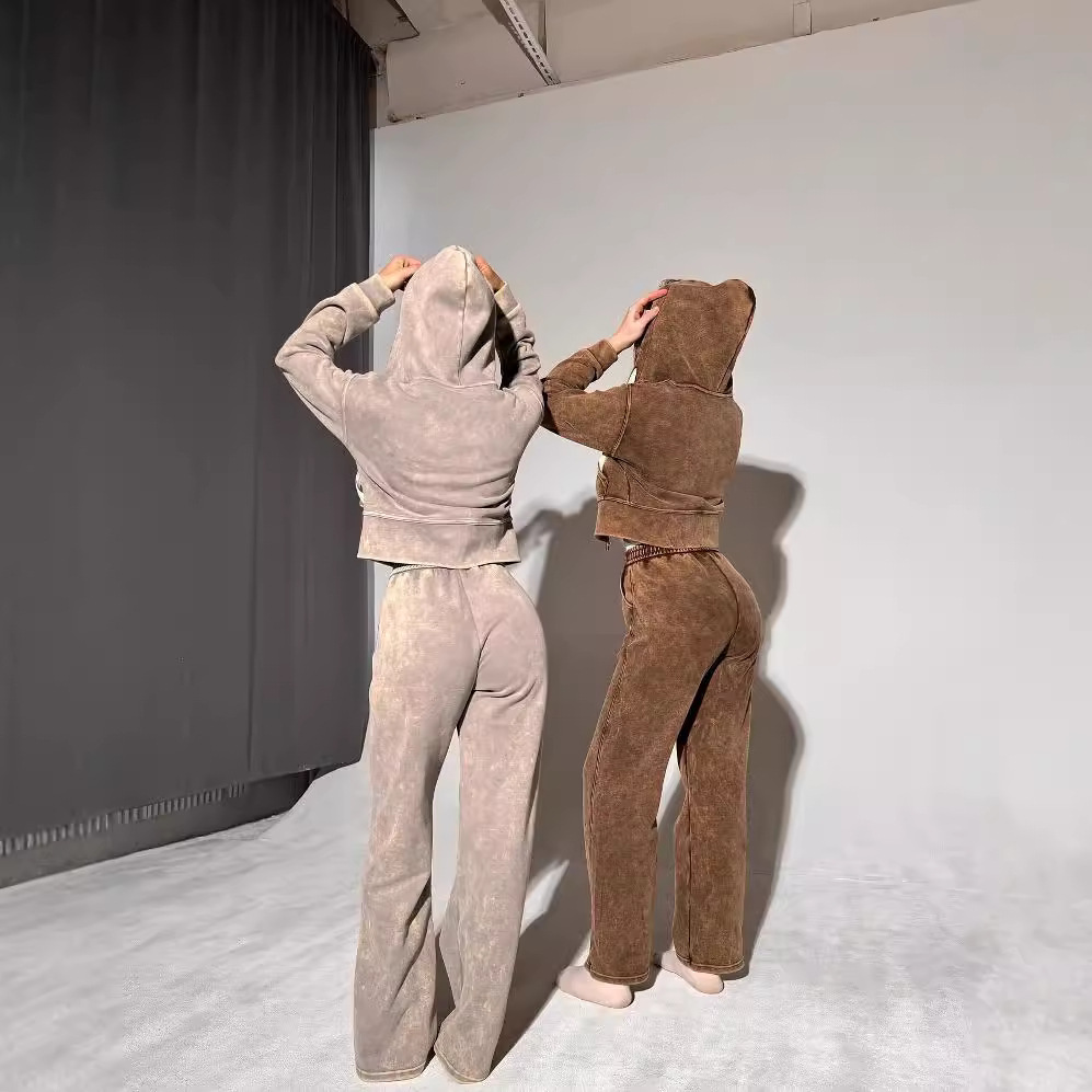 European And American Washed And Worn Suit Two-piece Set