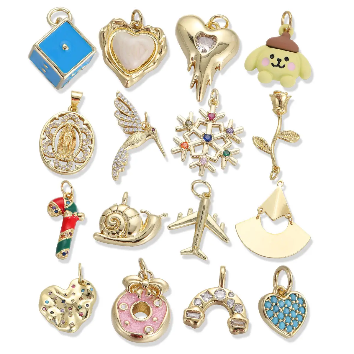 Oil Dripping Heart Donut Geometric Pendant Fashion