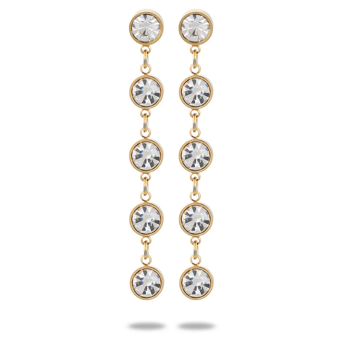 Color Zircon Tassel Titanium Steel Earrings For Women