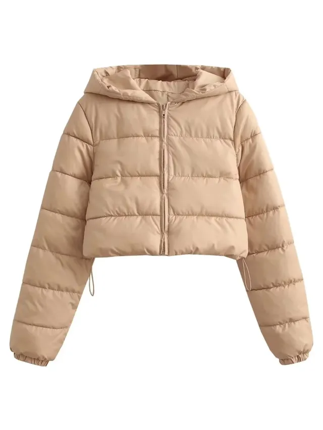 Women's Winter Fashion Long Sleeve Cardigan Hooded Warm Cotton Jacket Khaki - Shop at LoveMi