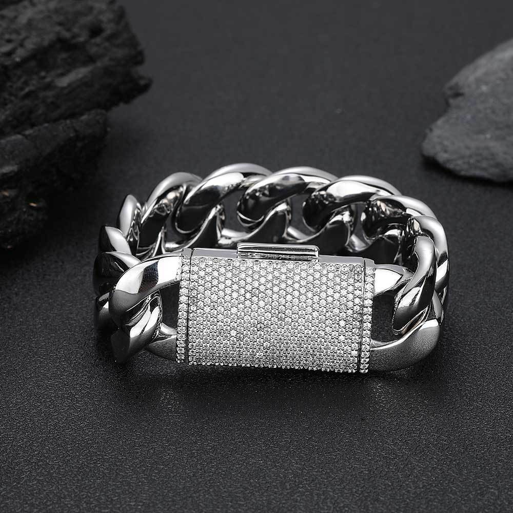 Hip Hop Ear Accessories Zircon Flip Buckle Glossy Cuban Bracelet