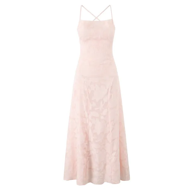 Female Simplicity French Romantic Style Backless Dress Pink - Shop at LoveMi