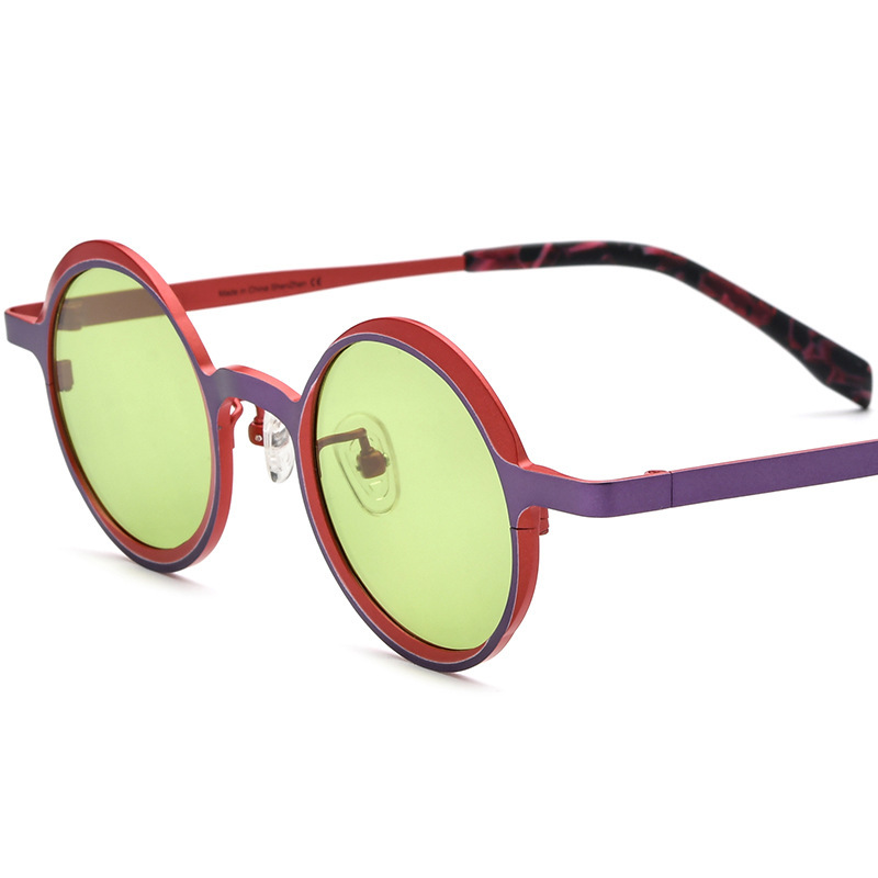 Women’s Round Fashion Multi-color Pure Titanium Personalized Sunglasses