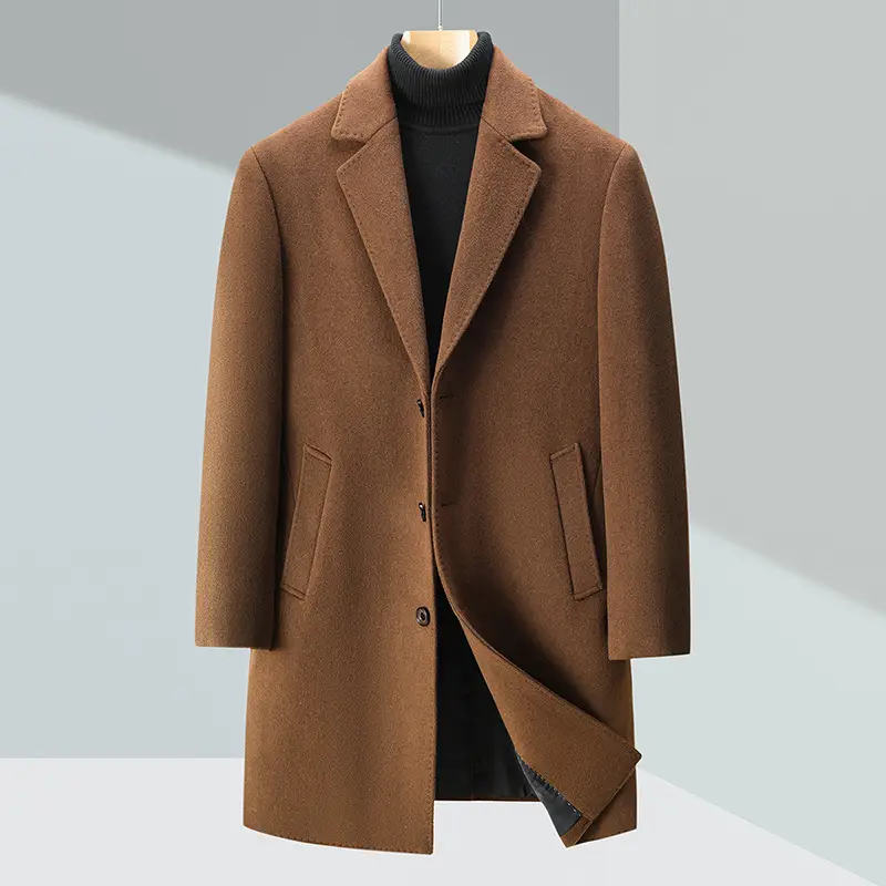 Men's Business Casual Woolen Trench Coat