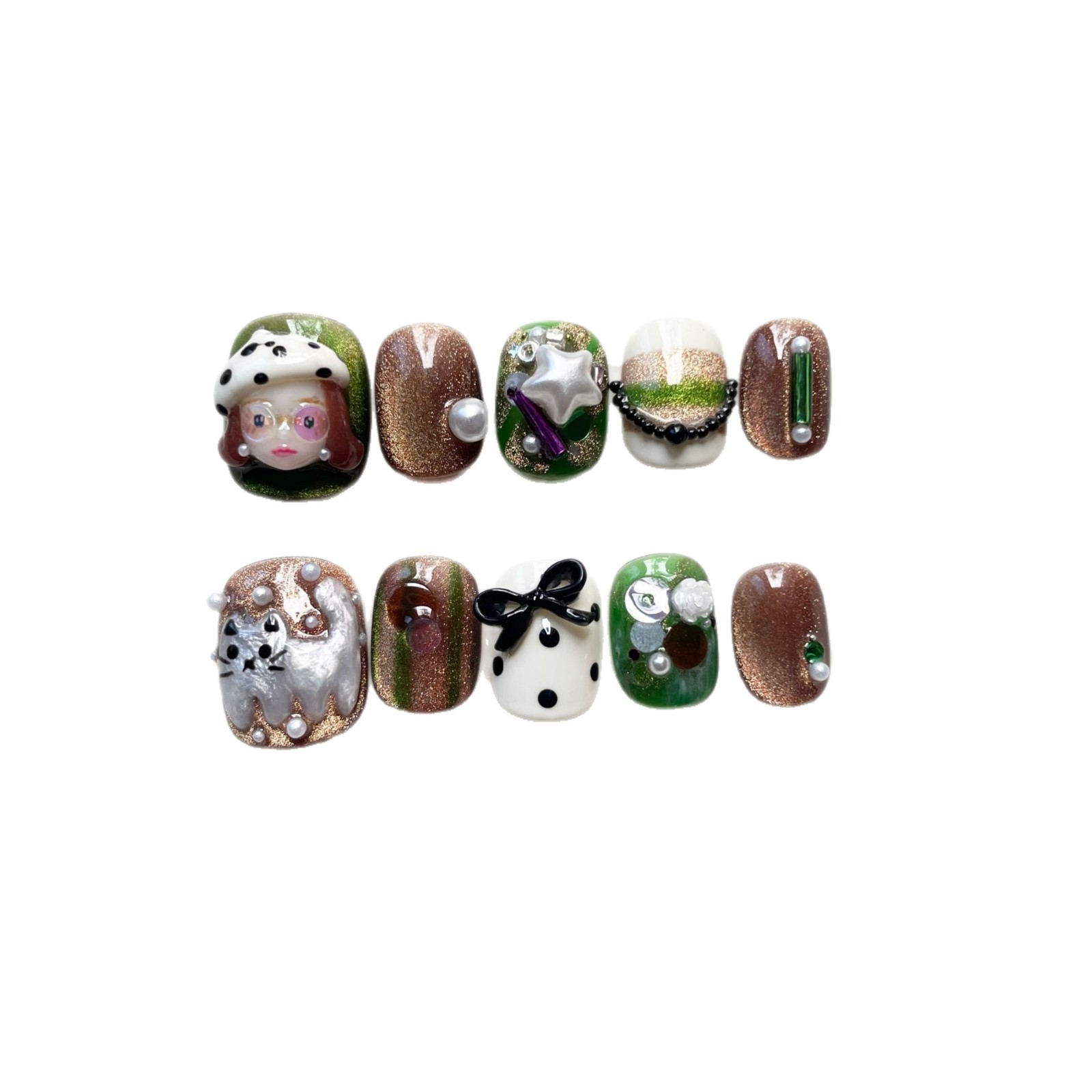 Cute Cat-eye Short Ready-to-wear Nail Tips