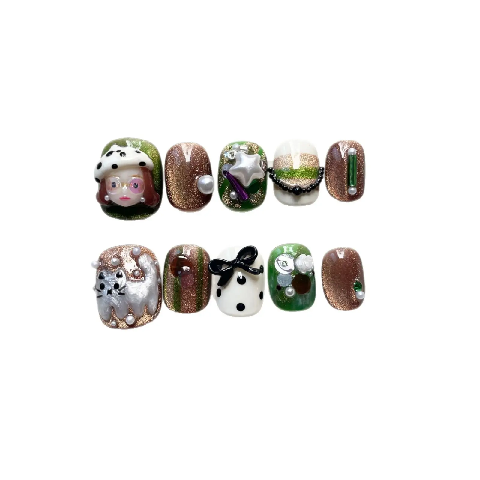 Cute Cat-eye Short Ready-to-wear Nail Tips