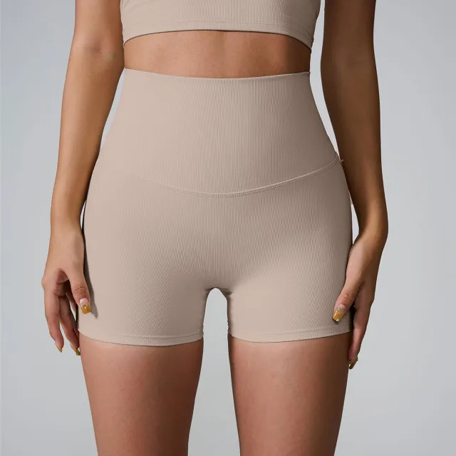 Back Cross High Waist Hip Lift Fitness Yoga Shorts Women Milk Tea S - Shop at LoveMi
