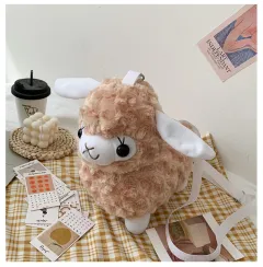 Lamb Wool Plush Bag Cute Women's Crossbody - Brown - View 1
