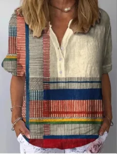 Casual Women's Short Sleeve Pullover Print Shirt - Slk5561600 - View 1