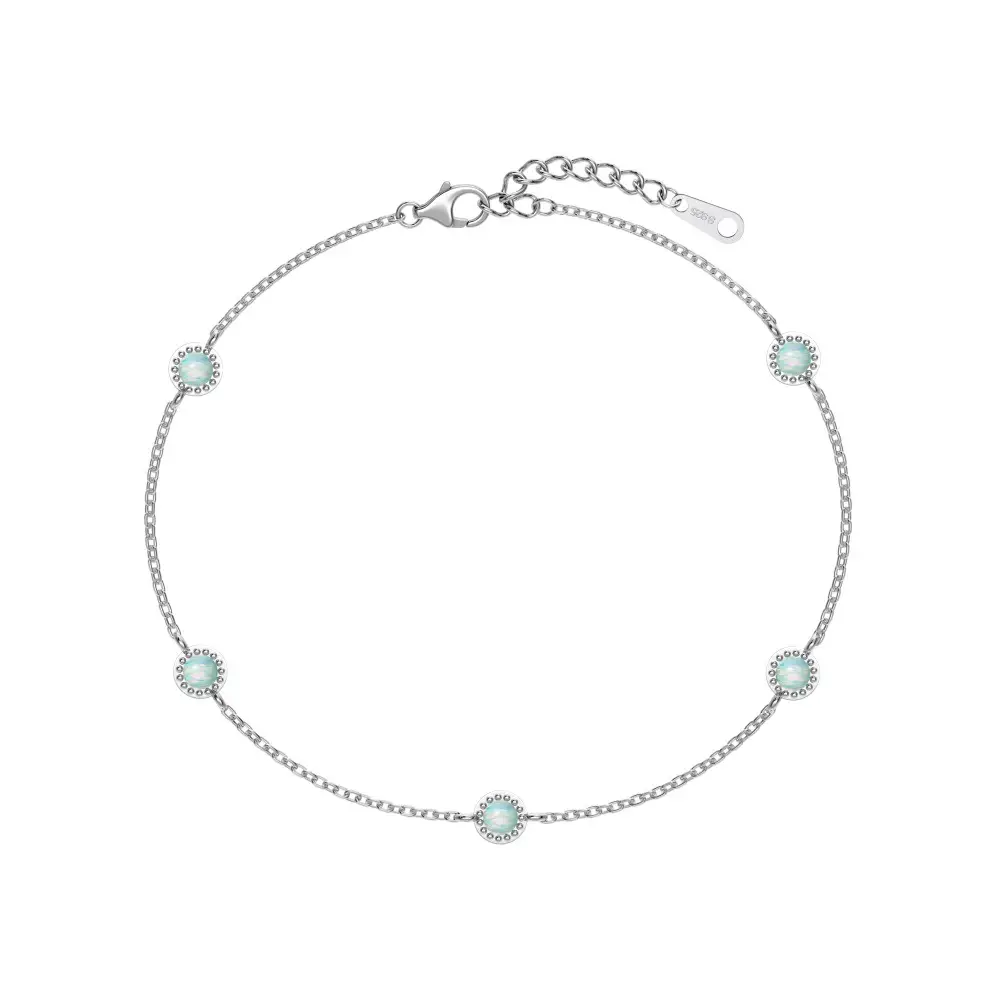 Amazon S925 Sterling Silver Opal Bracelet Women's Japanese And Korean Simple