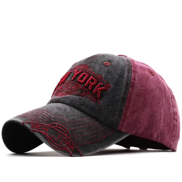 NEW YORK Big Alphabet Embroidery Baseball Cap Washed Distressed Peaked Cap Black - Shop at LoveMi