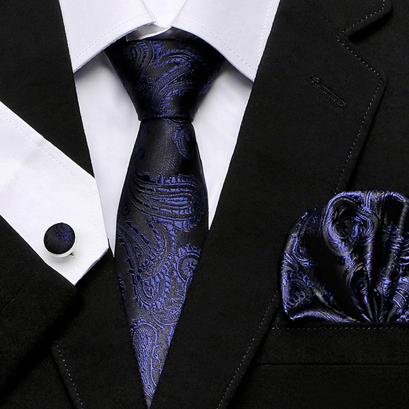 Men's Fashion Simple Cashew Flower Tie Three Pieces Set