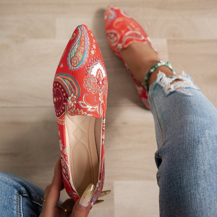 Women's Creative Print Versatile Flat Pointed-toe Loafers