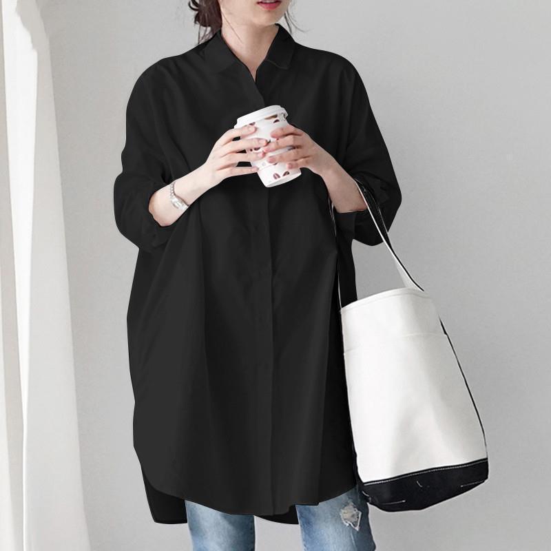 Women's Long Sleeve Loose Casual Irregular Top Black - Shop at LoveMi