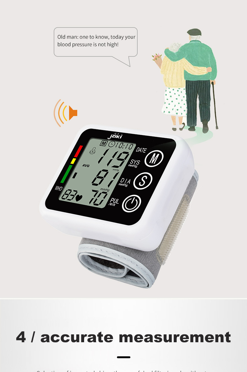 Title 6, English Wrist Electronic Sphygmomanometer Pulse...