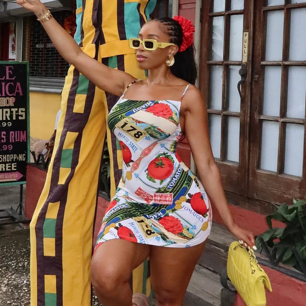 Women's Dress Dopamine Floral Sexy Strap Backless Irregular Dress