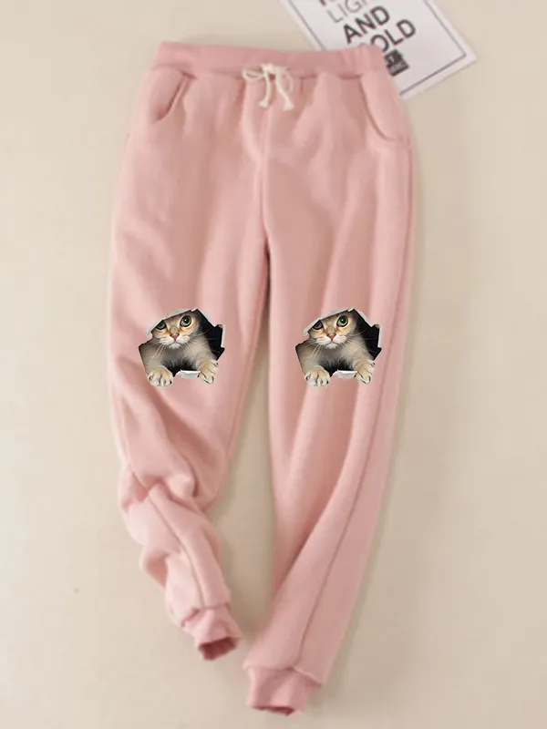 Autumn And Winter New Fleece lined Warm Leggings Pink - Shop at LoveMi