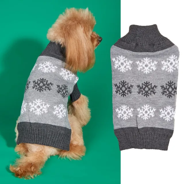 Snowflake Brown Gray Autumn And Winter New Dog Christmas Sweater Gray - Shop at LoveMi