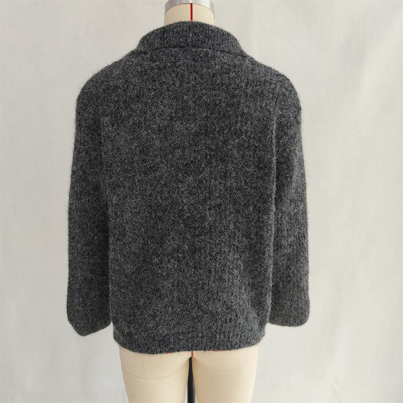 Simple Commute Lapel Tied Knitted Pullover Solid Color Loose Sweater