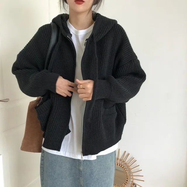 Sweater Coat Comfortable Retro Double Pockets Black - Shop at LoveMi